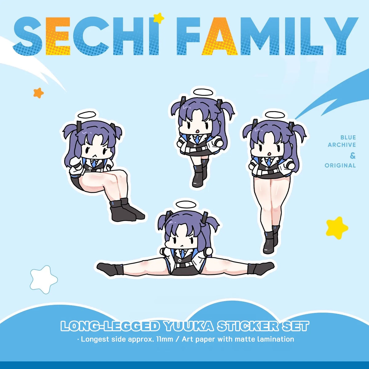 Blue Archive Long-legged Yuuka Sticker Set | Art by Sechi