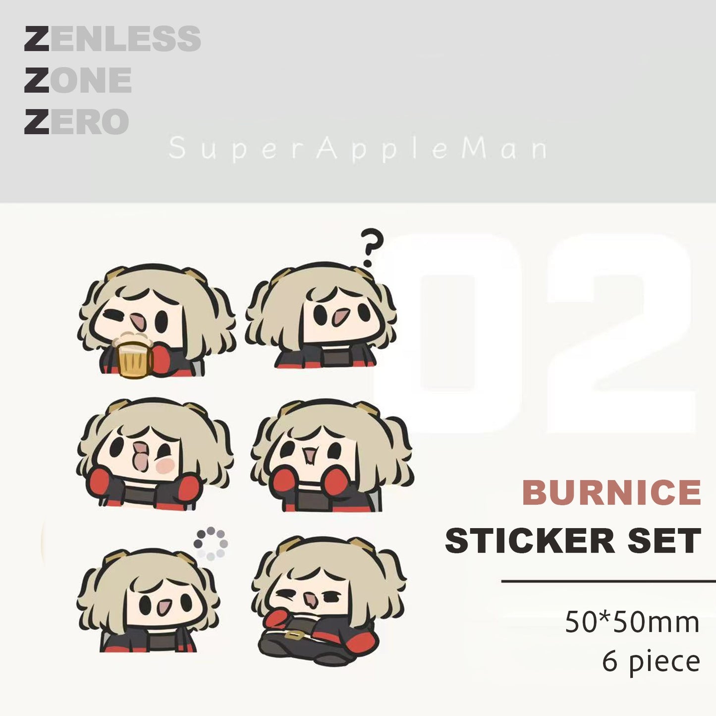 Zenless Zone Zero Doujin 6-pc Sticker Set | Art by SuperAppleMan🍎